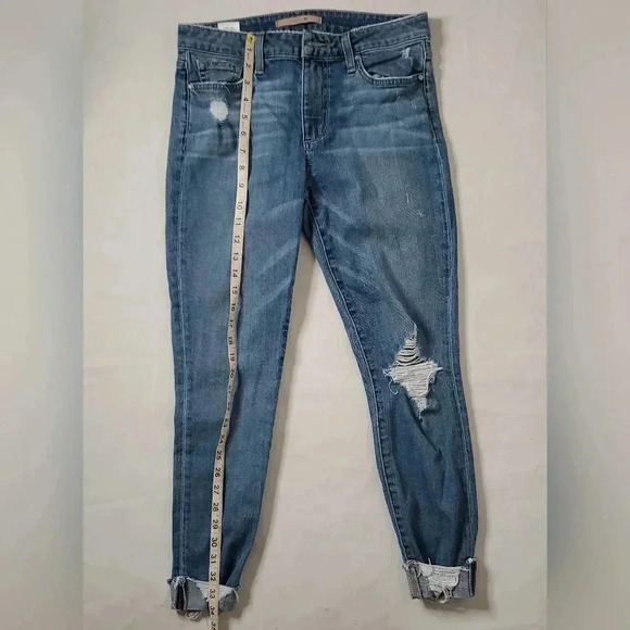 Joe's Jeans High Rise Skinny Ankle folded Raw Hem Distressed Jeans size  28 - Picture 3 of 9
